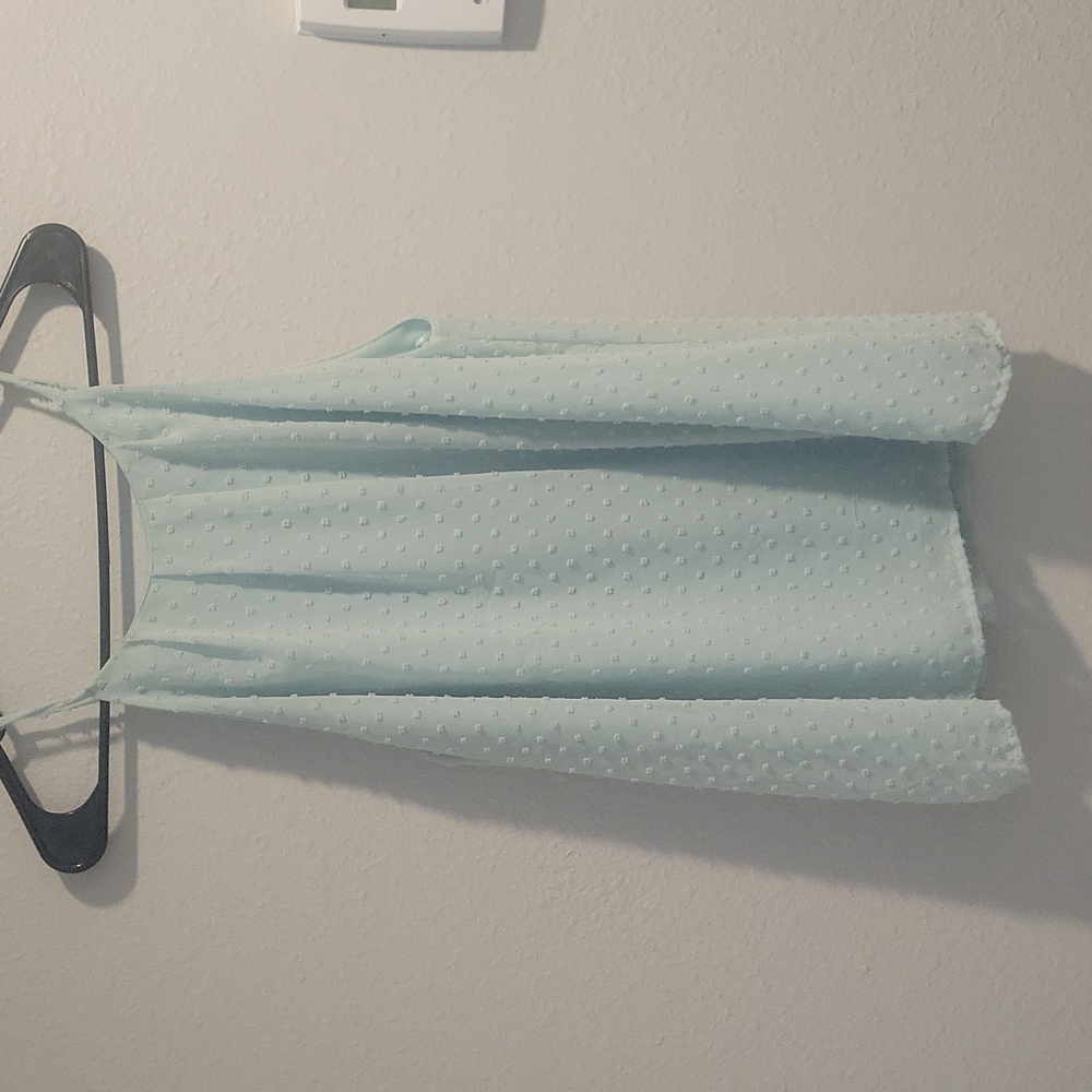 Seafoam Green Swiss dot high neck tank